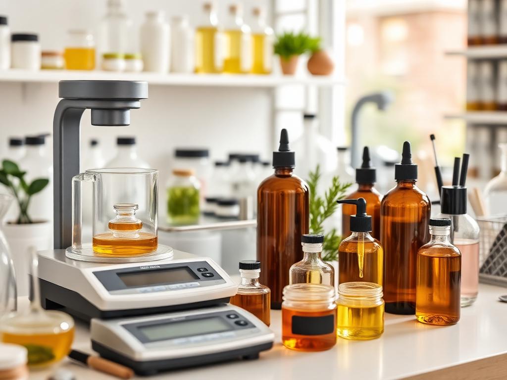 Рабочее место кремовара с весами и маслами